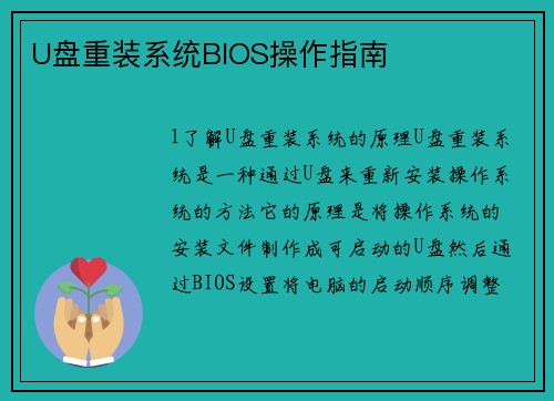 U盘重装系统BIOS操作指南